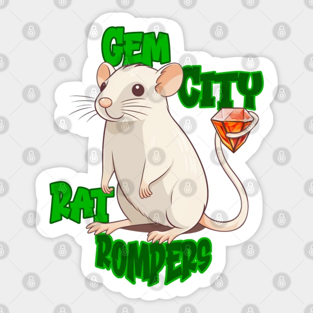 Gem City Rat Rompers Sticker by nonbeenarydesigns